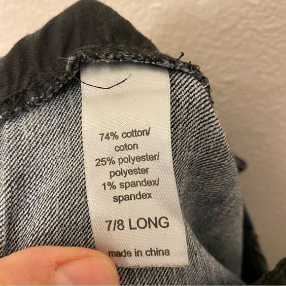 Maurices mid rise dark chambray blue jeans fabric button boot cut 7/8 Long - Picture 11 of 11